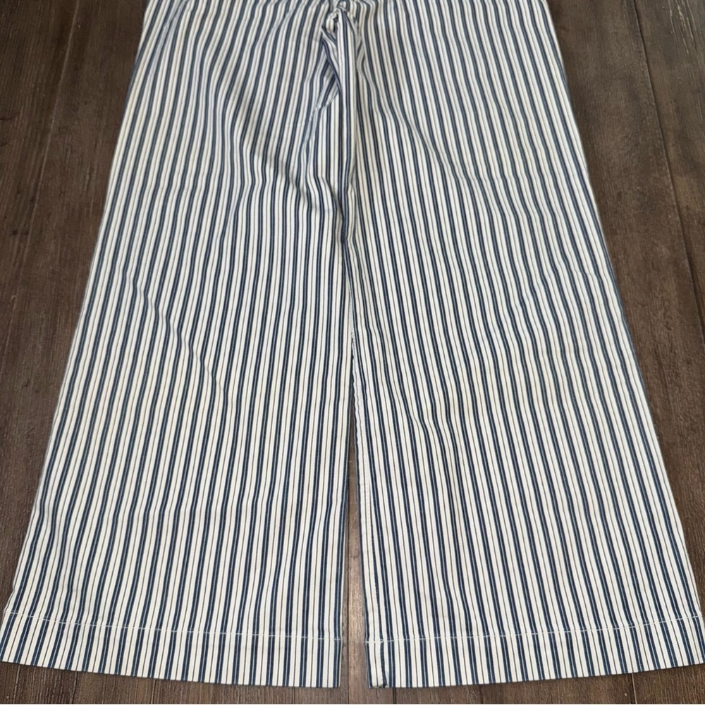 AG The High Rise Wide Leg Crop Stripped Trouser Pant Blue White - Picture 10 of 10
